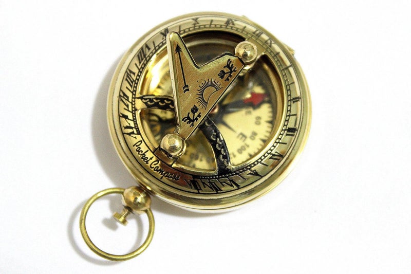 THOR INSTRUMENTS Brass Push Button Direction Sundial Compass - Pocket Sundial Compass Rustic Vintage Home Decor Gifts - Image 4